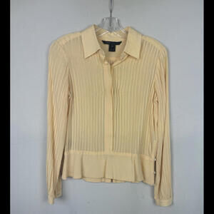 Marc Jacobs Pleated Peplum Blouse Cotton Beige Size 10 US